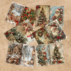 9 Sheets A5 Christmas Retro Santa Girl Vintage Grunge Paper Pack | Scrapbooking Journal detail view
