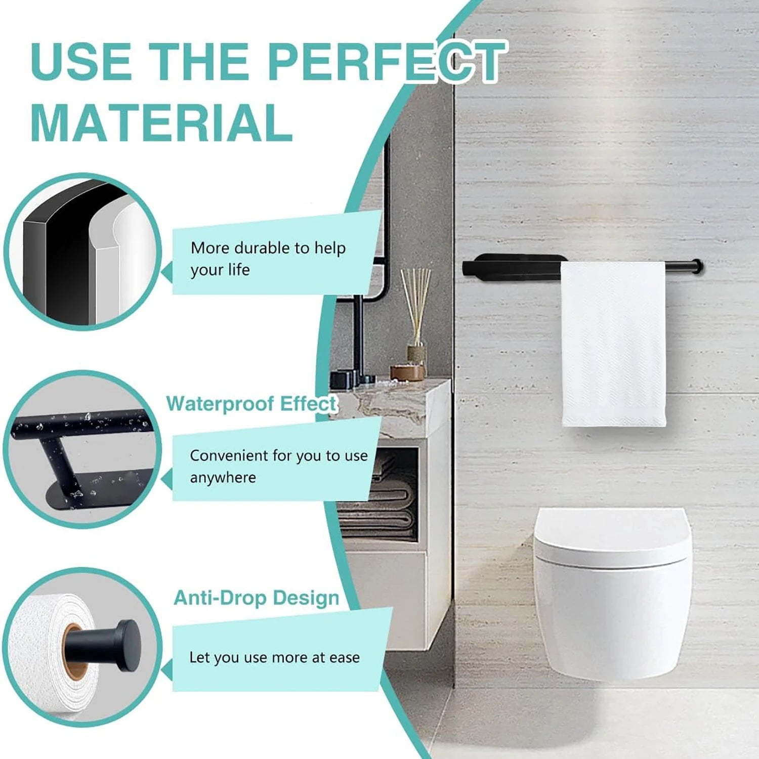 Kitchen Paper Towel Holder Adhesive Tissue Hanger Toilet Roll Paper Dispenser Cabinet lifestyle view