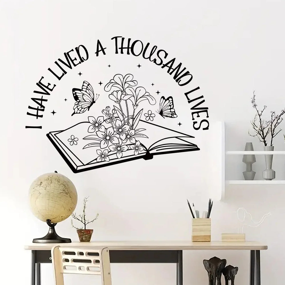 Wall Stickers for Living Room Bedroom | Creative Black Heart Book World Ladder Tree W lifestyle view