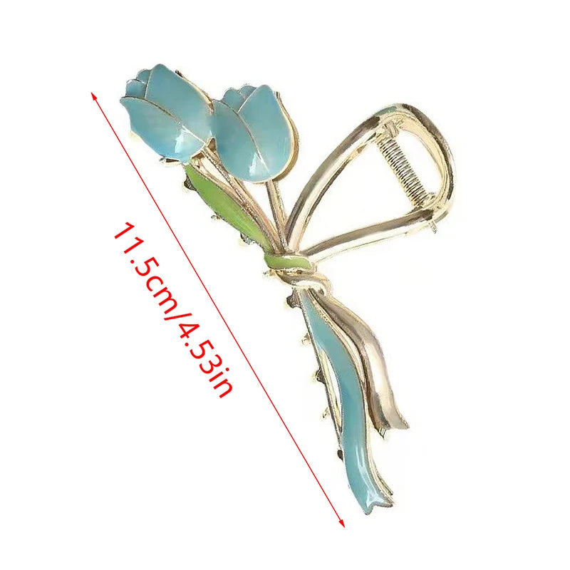 New Tulip Flower Hair Clip Back Head Grab Clip Fashion Ponytail Fixed Hairpins Simp additional angle