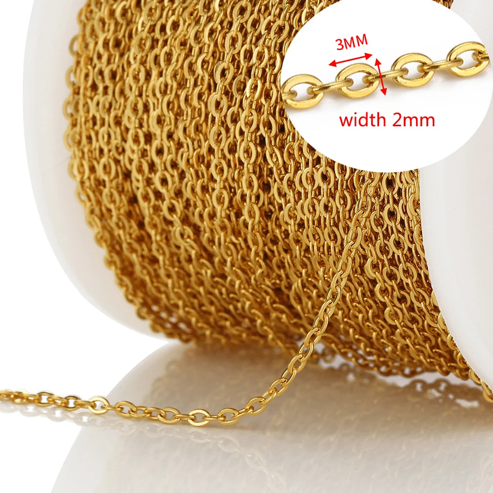 2Meters Stainless Steel Link Cable Gold Chains for DIY Jewelry Making Rolo Chain Bead lifestyle view