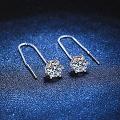 New 925 Sterling Silver Moissanite Earrings for Women Exquisite Girlfriend Wedding Engag detail view