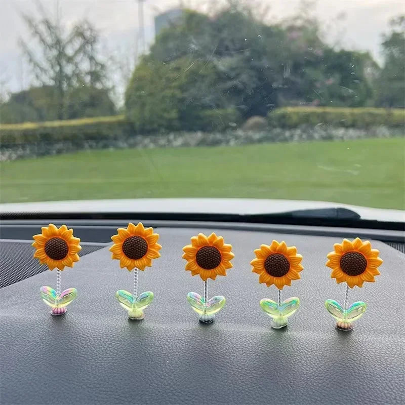 New 5 Pieces Car Dashboard Ornament Decoration Car Window Decoration Sunflower Design lifestyle view
