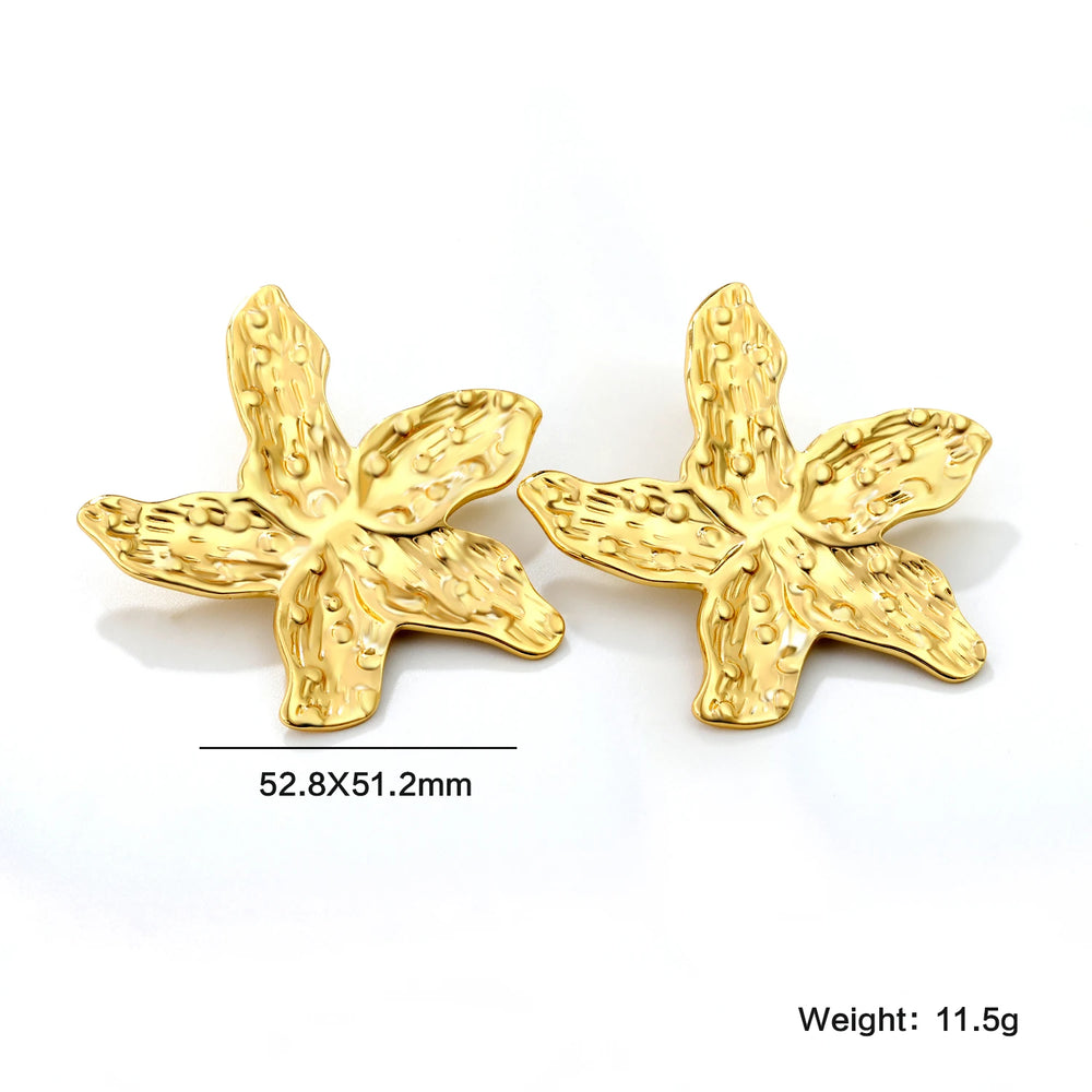 LUXUKISSKIDS Fairy Flower Earrings Stud | Gold-Plated Stainless Steel Piercing Jewelry f detail view