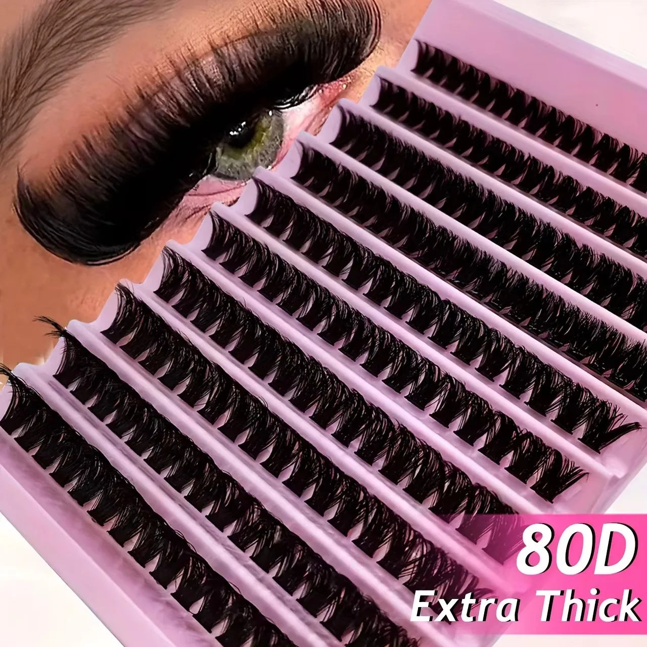 200/720PCS Eyelash Cluster Kit | Soft Fluffy Long-Lasting | Beginner-Friendly Easy Apply | Daily & Party Makeup