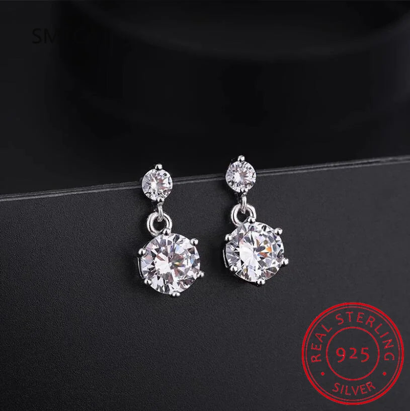 New VVS1 D Color Round Cut Eerrings for Women Test Passed Moissanite Diamond 925 Sterlin detail view