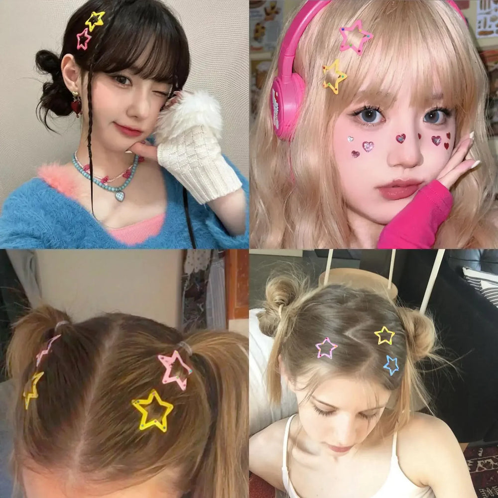 Mini Star Hair Clip Kids Colorful Metal Hair Clips Cute Y2K Hair Accessories for Wo additional angle