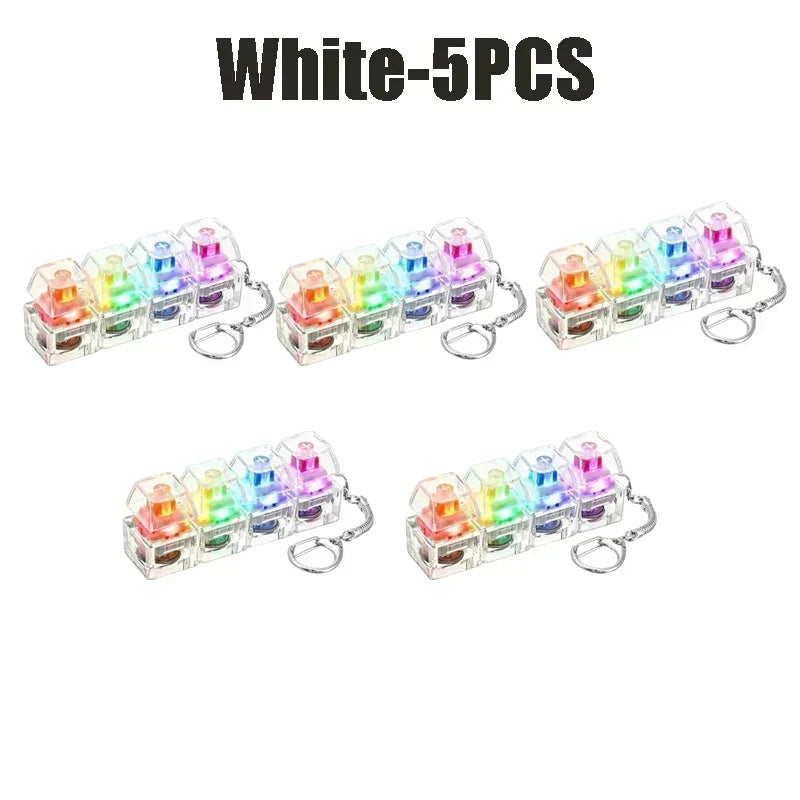 Portable LED Keyboard Keychain Click Button Stress Reliever Desk Accessory