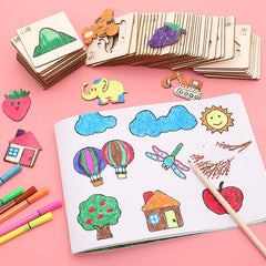 20pcs Montessori Kids Drawing Toys Wooden DIY Painting Stencils Set Craft Toy Coloring P detail view