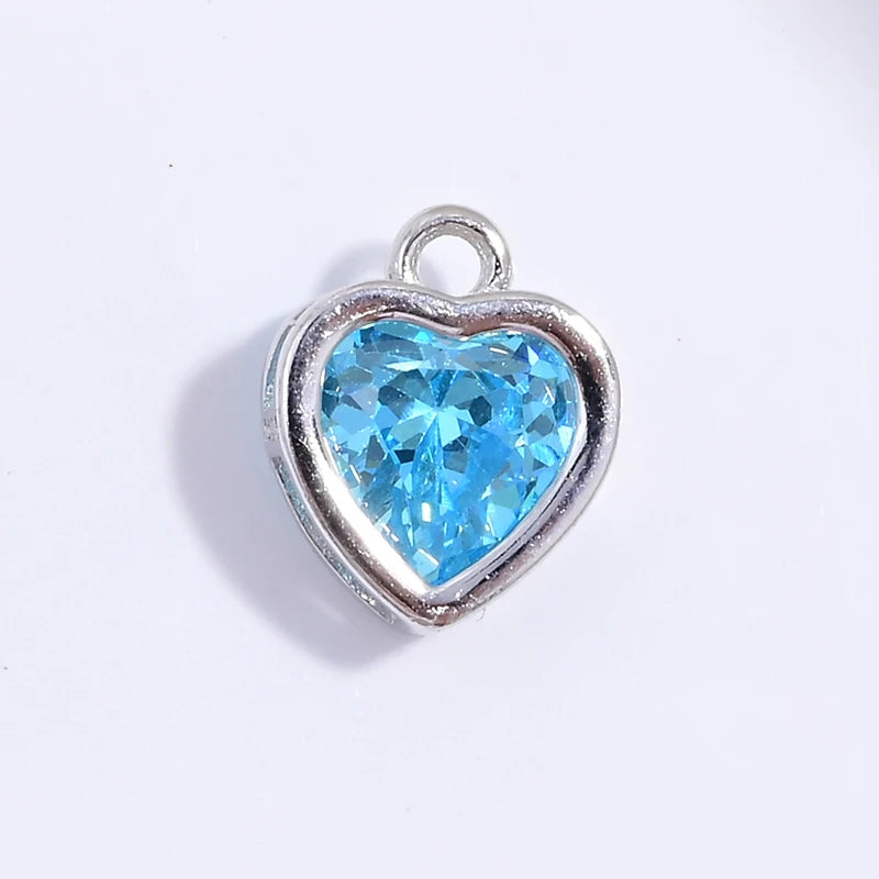 S925 Sterling Silver Heart Blue Crystal Charm DIY Handmade Bracelet Necklace Accessor lifestyle view