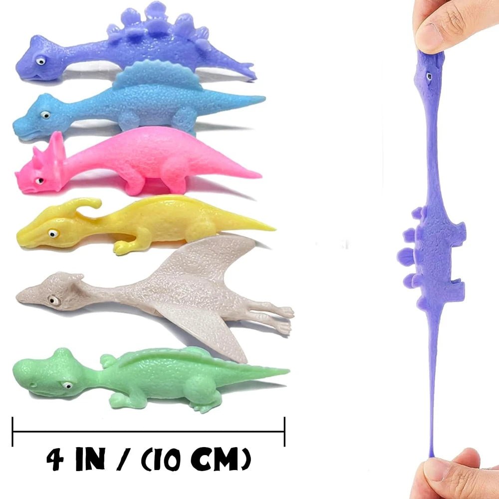 Sticky Squishy Rubber Flying Dinosaur Stress Relief Toys | 10-Pack Party Favors detail view