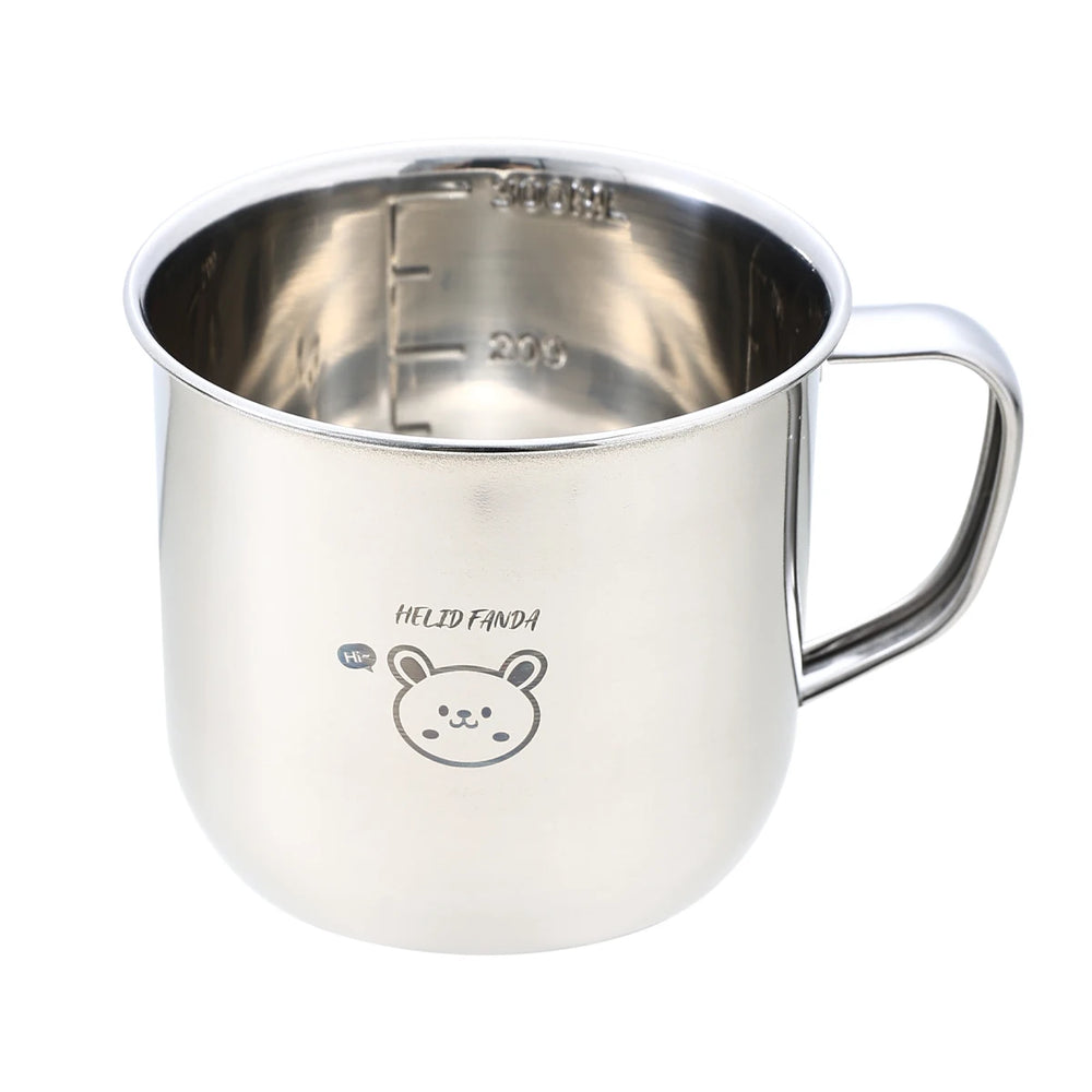 Stainless Steel Kids Water Cup with Handle | 300ml Anti-Scald Mini Mug close-up view