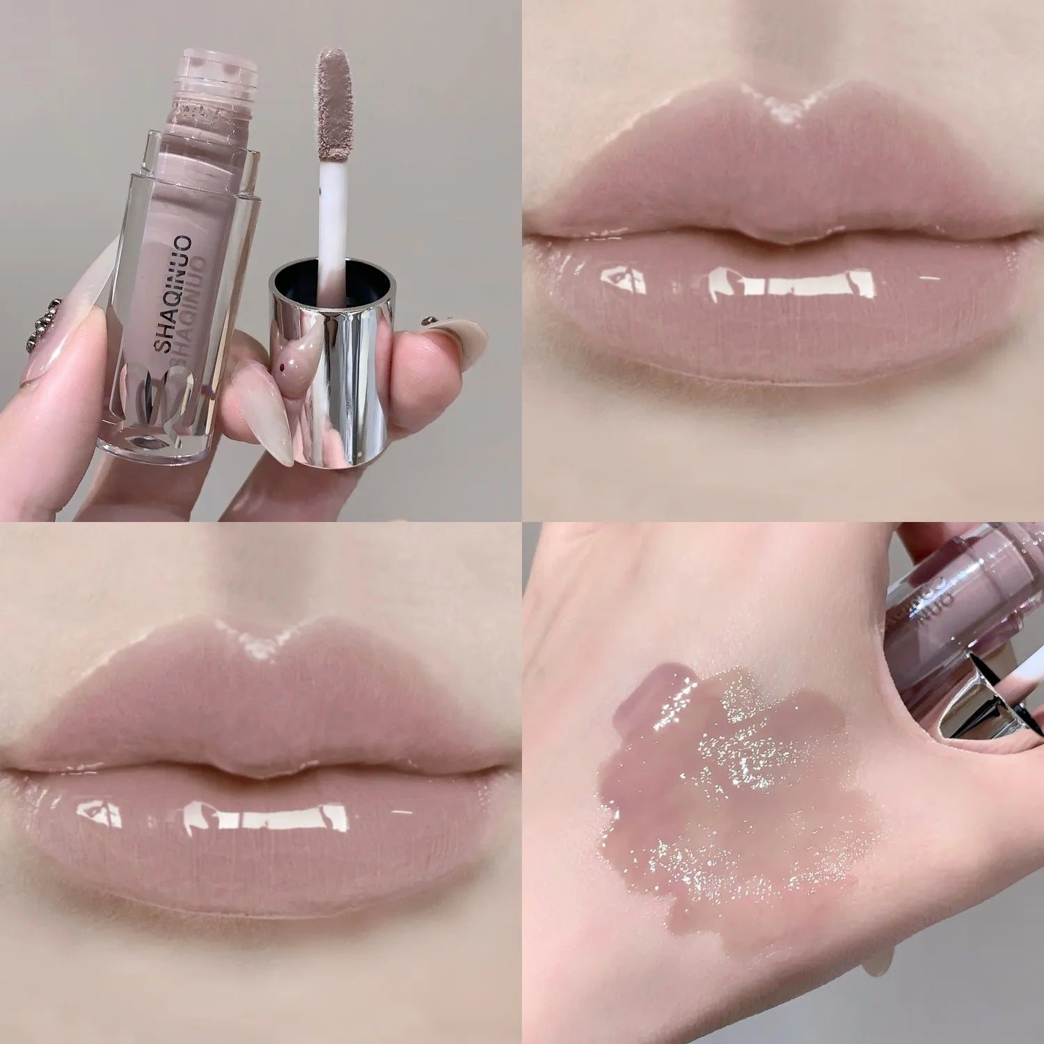 SHAQINUO Water Light Mirror Lip Gloss | Long-Lasting Moisturizing Lip Oil with Pearle alternate view