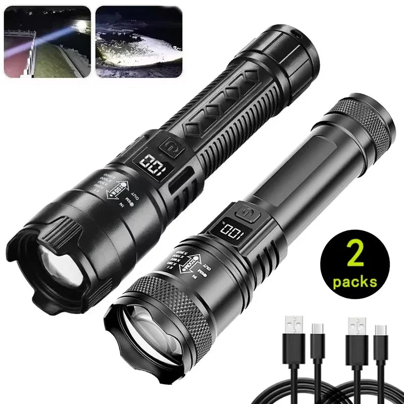 LED Tactical Flashlight P50 Telescopic Zoom Rechargeable detail view