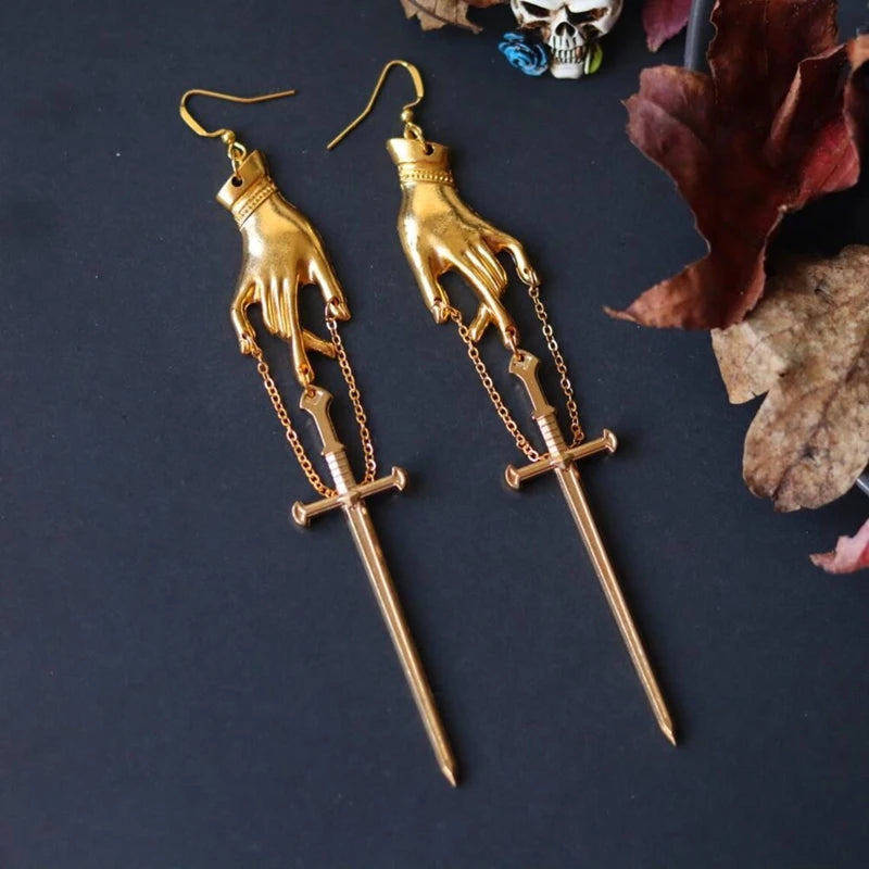 Sword Earrings for Women | Gothic Punk Drop Earrings alternate view