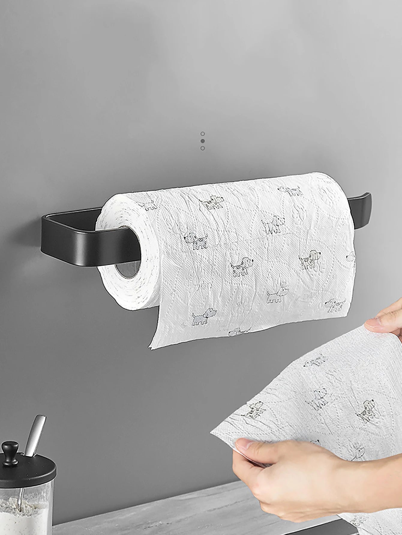 Kitchen Paper Towel Holder Adhesive Tissue Hanger Toilet Roll Paper Dispenser Cabin additional angle
