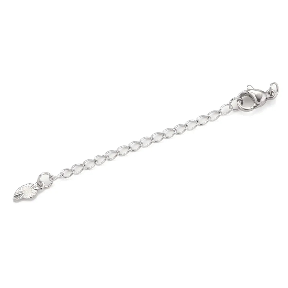 10pcs Stainless Steel Extension Extended Tail Chains With Lobster Clasps For Bracelet close-up view