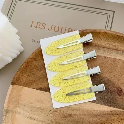 Women 2/3/4pcs Korean Fashion Gold White Pink Glitter Hair Pin Acetate Make Up Hair Cl close-up view