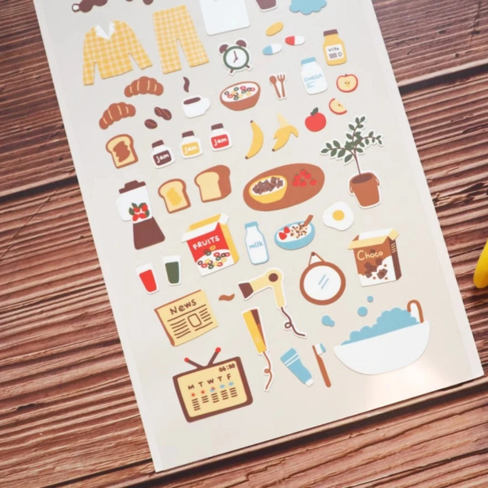 Korean Import Suatelier Good Morning Breakfast Stickers Scrapbooking Diy Journaling D lifestyle view