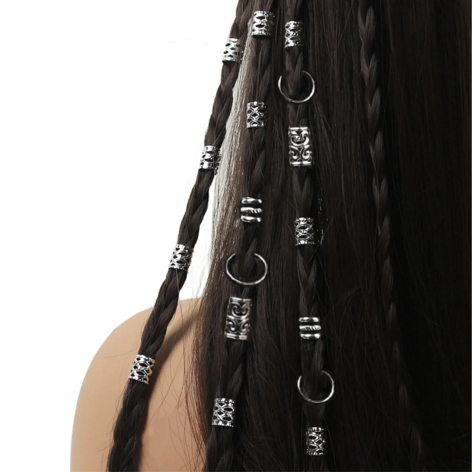 80PCS/Set Vintage Hollow Hair Rings Alloy Hair Cuff Hair Pins Loops Hair Accessories Loc Hair Jewelry for Braids