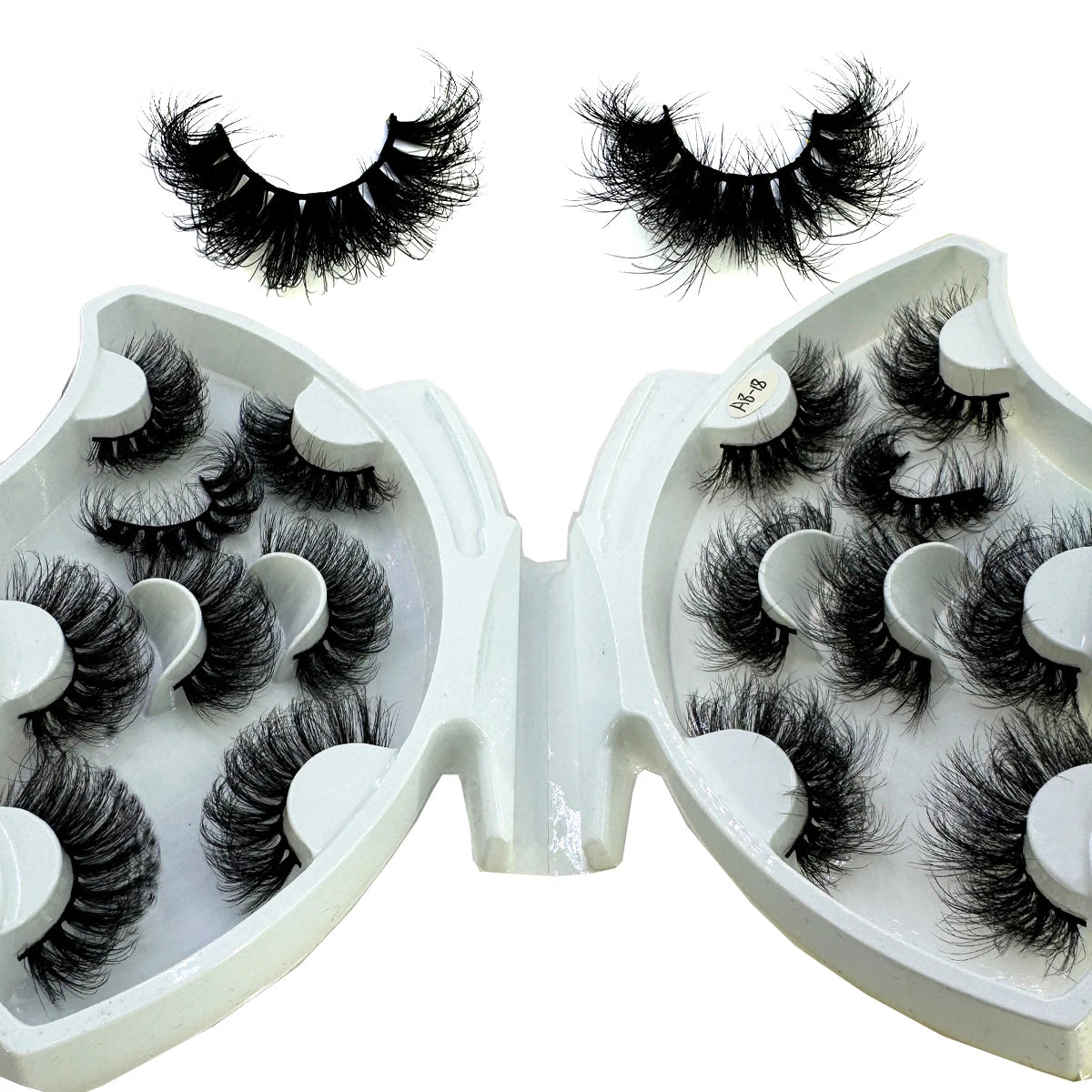 5-8 Pairs Natural Russian Striped Mink Lashes | 3D Volume Wavy False Eyelash Extens additional angle