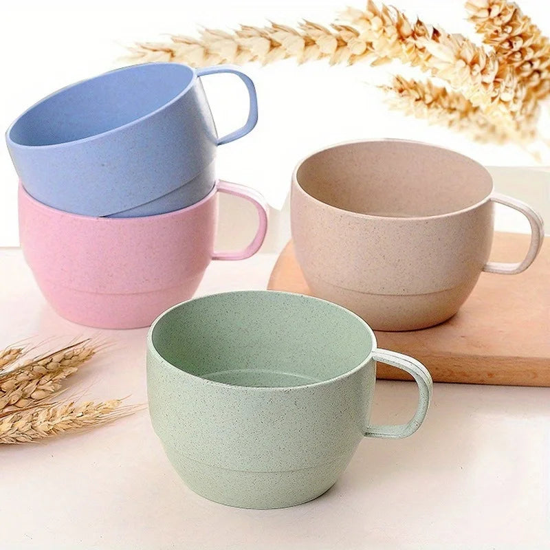4pcs/set, Multi-functional Minimalist Coffee Drink Cup, Portable Colorful Cup, Simple Large Drink Cu