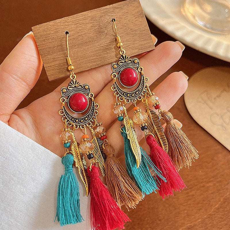 Cute Summer Flower Earrings Handmade Vacation Bohemian Earrings Exaggerated Beach W additional angle
