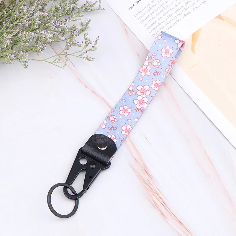 Sakura Cherry Blossom Car Keychain Lanyard | Metal Key Holder with Alloy Clip lifestyle view