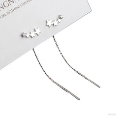 EVISPOL New Design Star Long Tassel Earrings for Women Fashion CZ Dangle Stud Earring close-up view