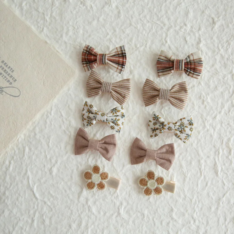 20pcs/set Lovely Kids Bows Hair Clips for Girls Barrette Boutique Full Coverage Fabric C detail view