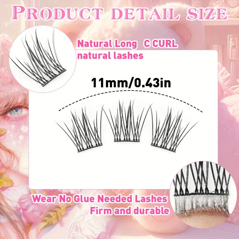 Self-Adhesive Eyelashes | No Glue Needed, C-Curl, Japanese-Korean Beauty Series for Ev close-up view