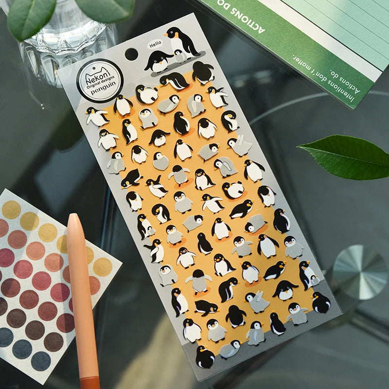 NEKONI Animal Stickers for Scrapbooking | Cute Penguin Dinosaur DIY Journal Decor alternate view