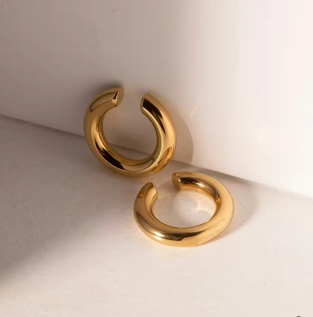 Stacking Punk Double C-shaped Ear Cuffs for Women Non Piercing Earrings Clip On Fake alternate view