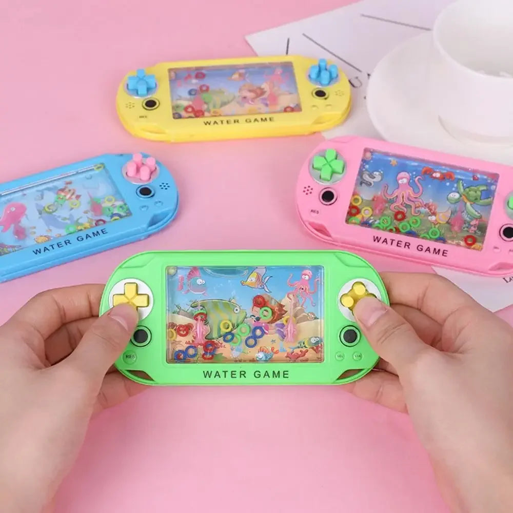 Retro Water Ring Game Machine Child Handheld Game Machine Water Circle Ring Toss Squee close-up view