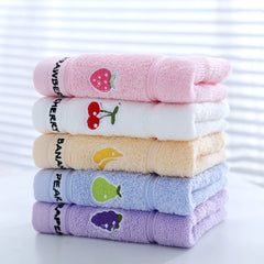 Cute Cartoon Fruit 100% Cotton Towels for Babies And Kids - Embroidered Soft Absorbent 25x45cm Face Washing Towels for Children