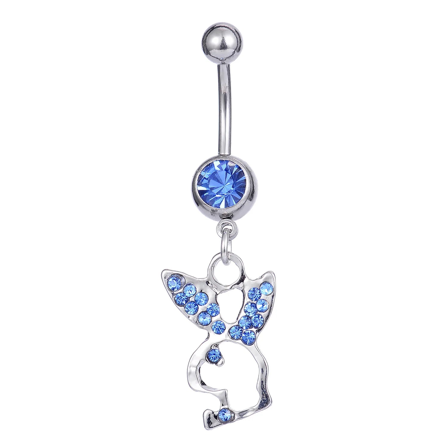 Stainless Steel Navel Nail Set with Zircon Human Body Piercing Jewelry close-up view
