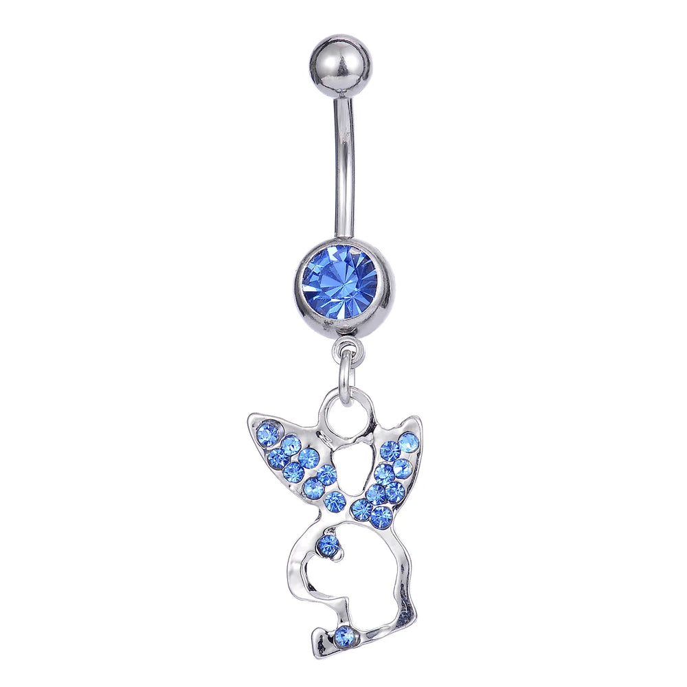 Stainless Steel Navel Nail Set with Zircon Human Body Piercing Jewelry close-up view