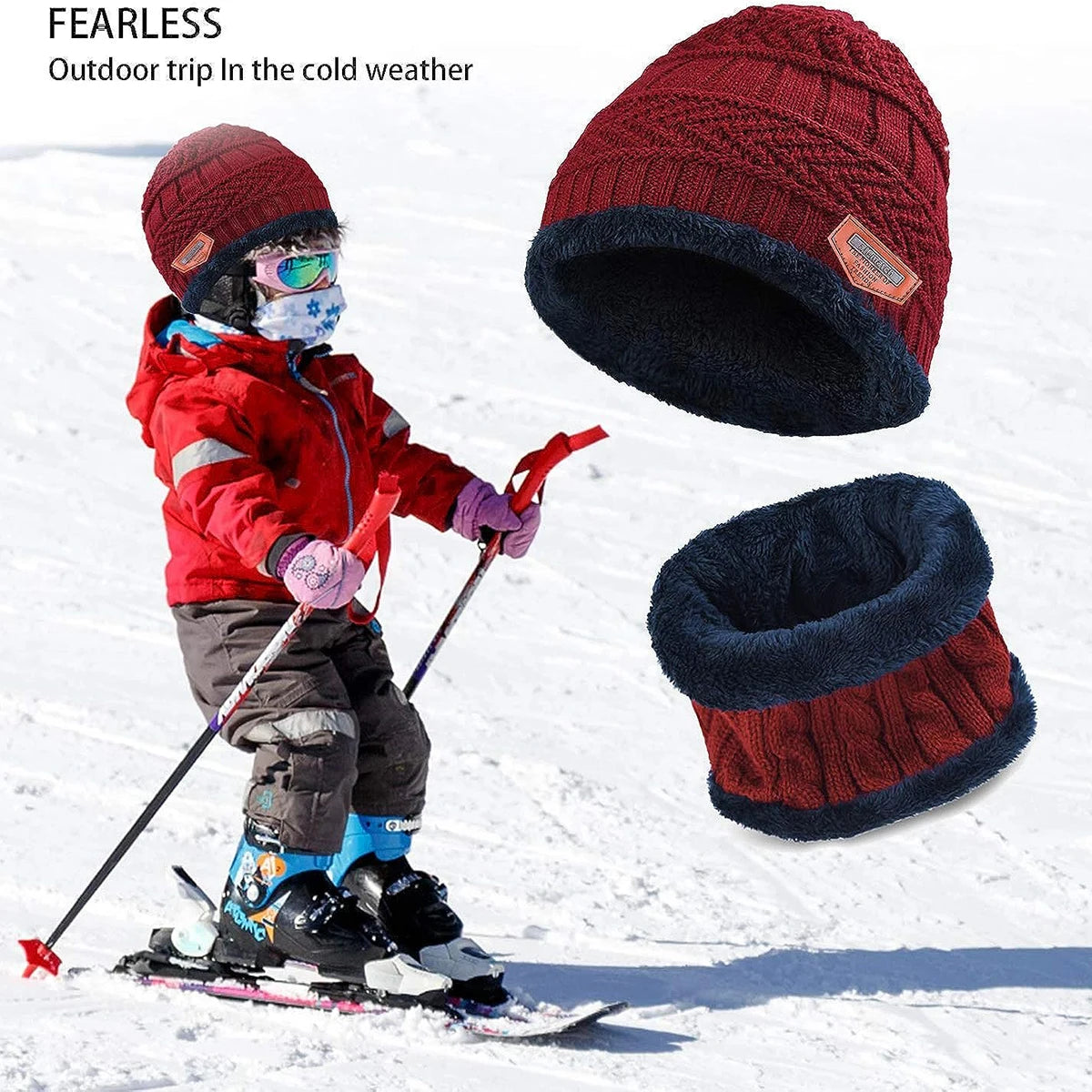 Kids Warm Knitted Hat and Scarf Set | Winter Accessories for Children additional angle