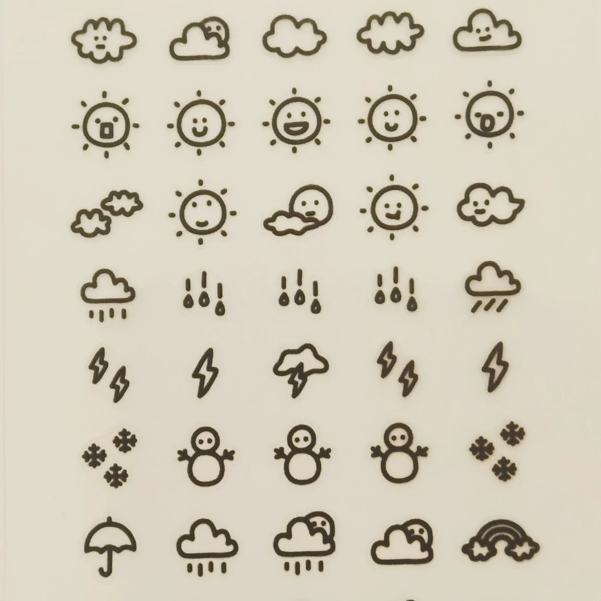 Sunshine Rain Weather Mini Sticker Set | Korean Import Scrapbooking and Journaling Stickers