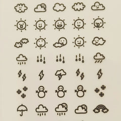 Sunshine Rain Weather Mini Sticker Set | Korean Import Scrapbooking and Journaling St alternate view