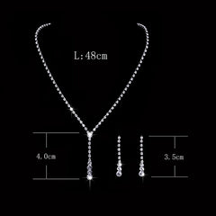 Inspired Celebrity Style Crystal Long Drop Necklace Earrings Set Women conjunto feminino detail view