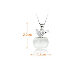925 Sterling Silver Crystal Apple Link Chain Necklaces For Women Fashion Vintage Elega close-up view