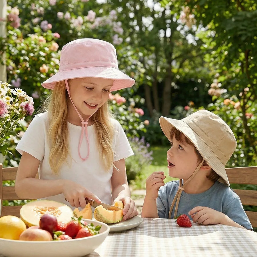 Solid Color Kids Fisherman Hat | Unisex Summer Sun Protection Hat detail view