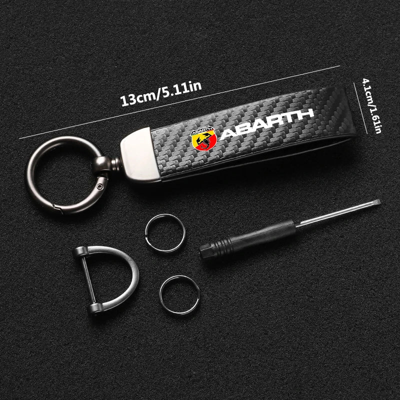 Fashion Carbon Fiber Car Keychain | Microfiber Leather Key Ring for FIAT Models lifestyle view