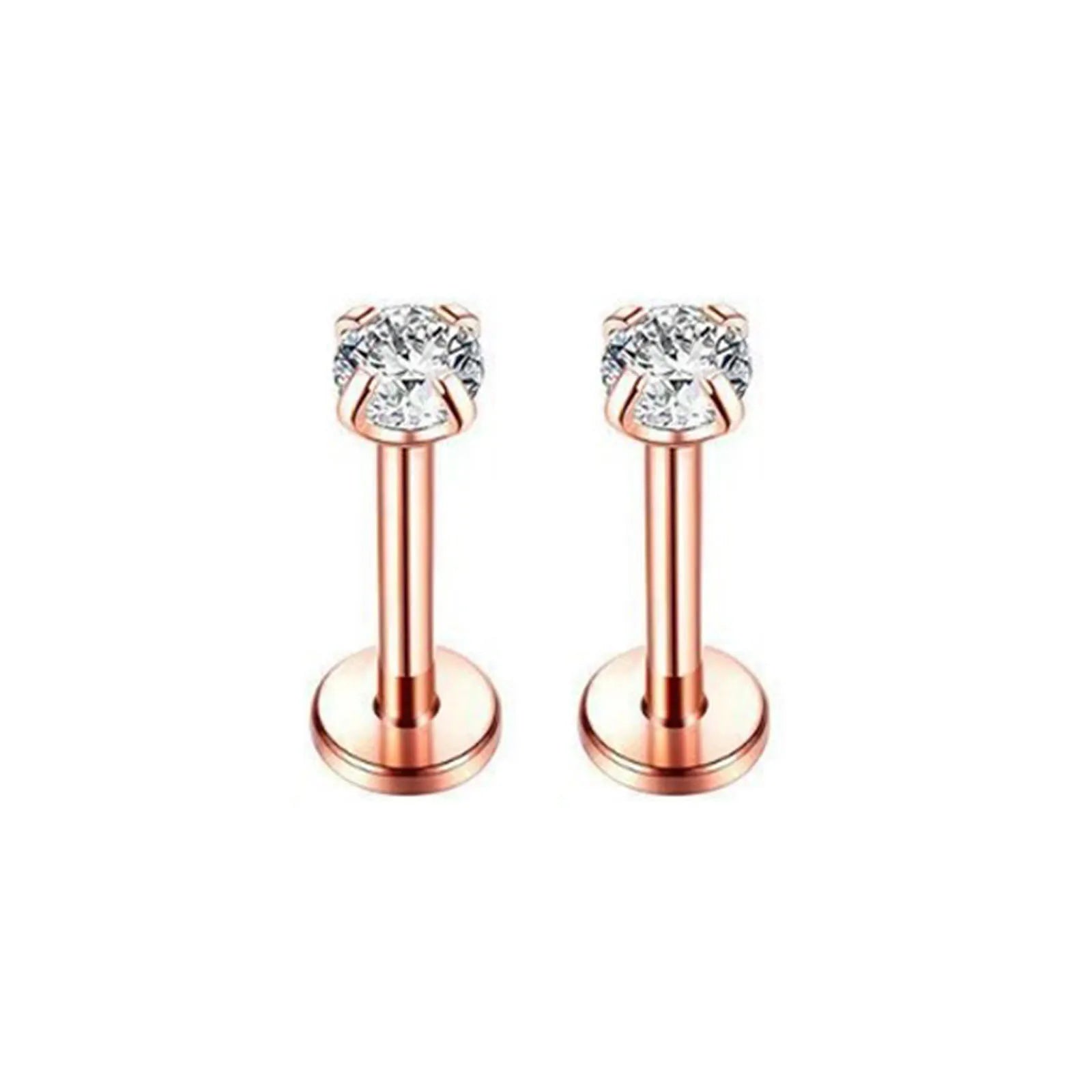 2/3/5PCS 16G Stainless Steel Labret Piercing Jewelry - CZ Crystal Monroe/Lip Studs, 6/ close-up view