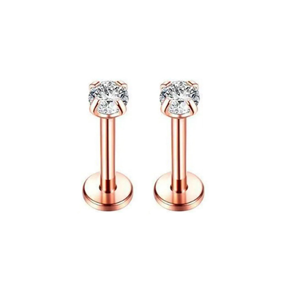 2/3/5PCS 16G Stainless Steel Labret Piercing Jewelry - CZ Crystal Monroe/Lip Studs, 6/ close-up view
