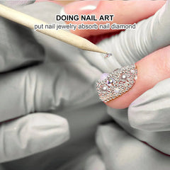 100/50pcs Nail Art Pusher Orange Wood Sticks Cuticle Pusher Remover Rhinestones Dottin close-up view