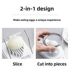 2 In 1 Egg Slicer Multifunctional Stainless Steel Egg Cutter | Kitchen Gadget for Slic close-up view