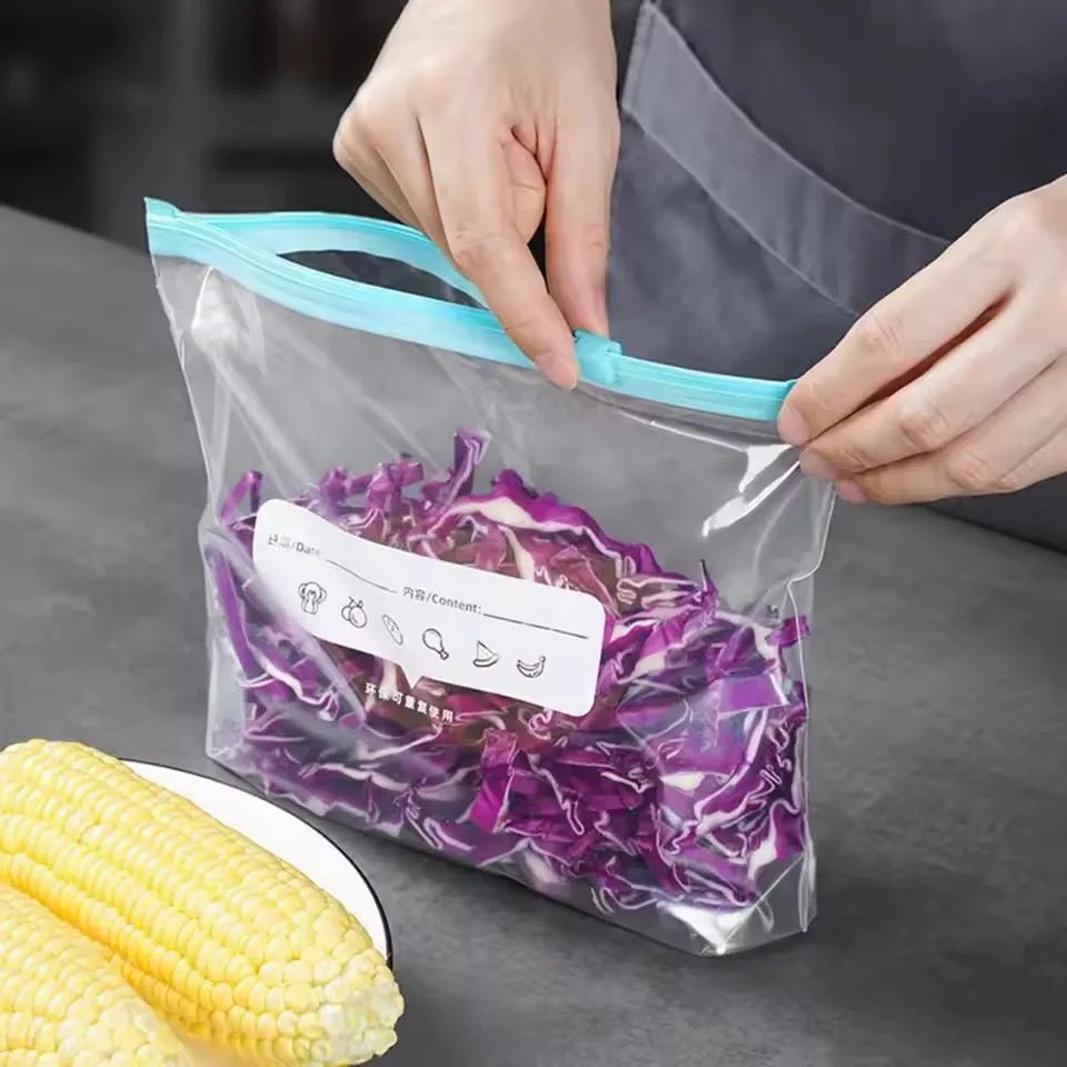 10/20pcs Thickened Sliding Lock Bag for Refrigerator Refrigeration, Freezing, Storage, close-up view