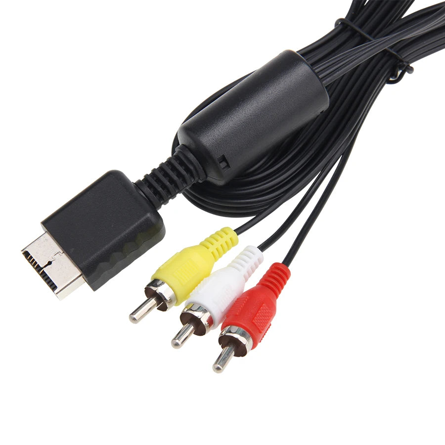 AV to RCA Composite Cable for PS2 PS3 | 6ft Replacement Cord close-up view